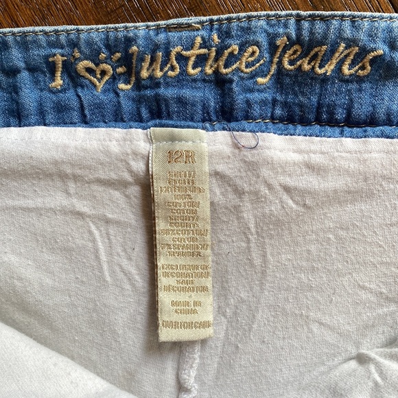 Vintage Justice girls ruffled denim jean mini skirt skort size 12 - Picture 6 of 8